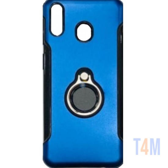 CAPA DE SILICONE COM METAL E ANEL DE DEDO APPLE IPHONE 8 AZUL